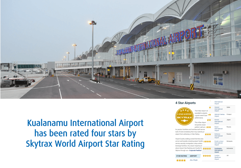 kualanamu international airport has been rated four stars by skytrax world airport star rating